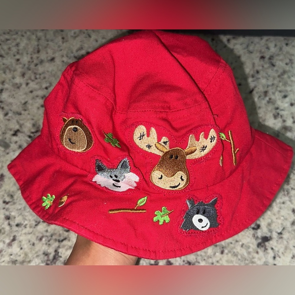 Julie&Joe Red Toddler Bucket Hat Yellowstone National Park Animal